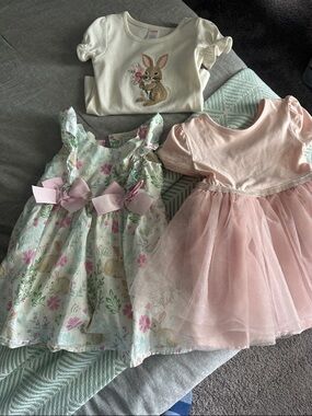 2T The Children's Place bunny dress, Bunny Top  & Pink Tulle Dress bundle